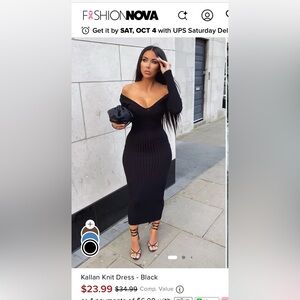Fashion Nova Elegant Black Knit Dress